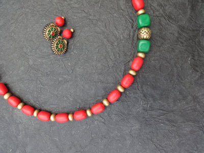 Shalini Pink & Gold Terracotta Choker Set - View 4