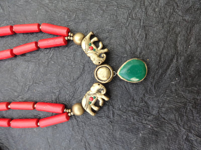 Shalini Pink & Gold Terracotta Choker Set - View 7