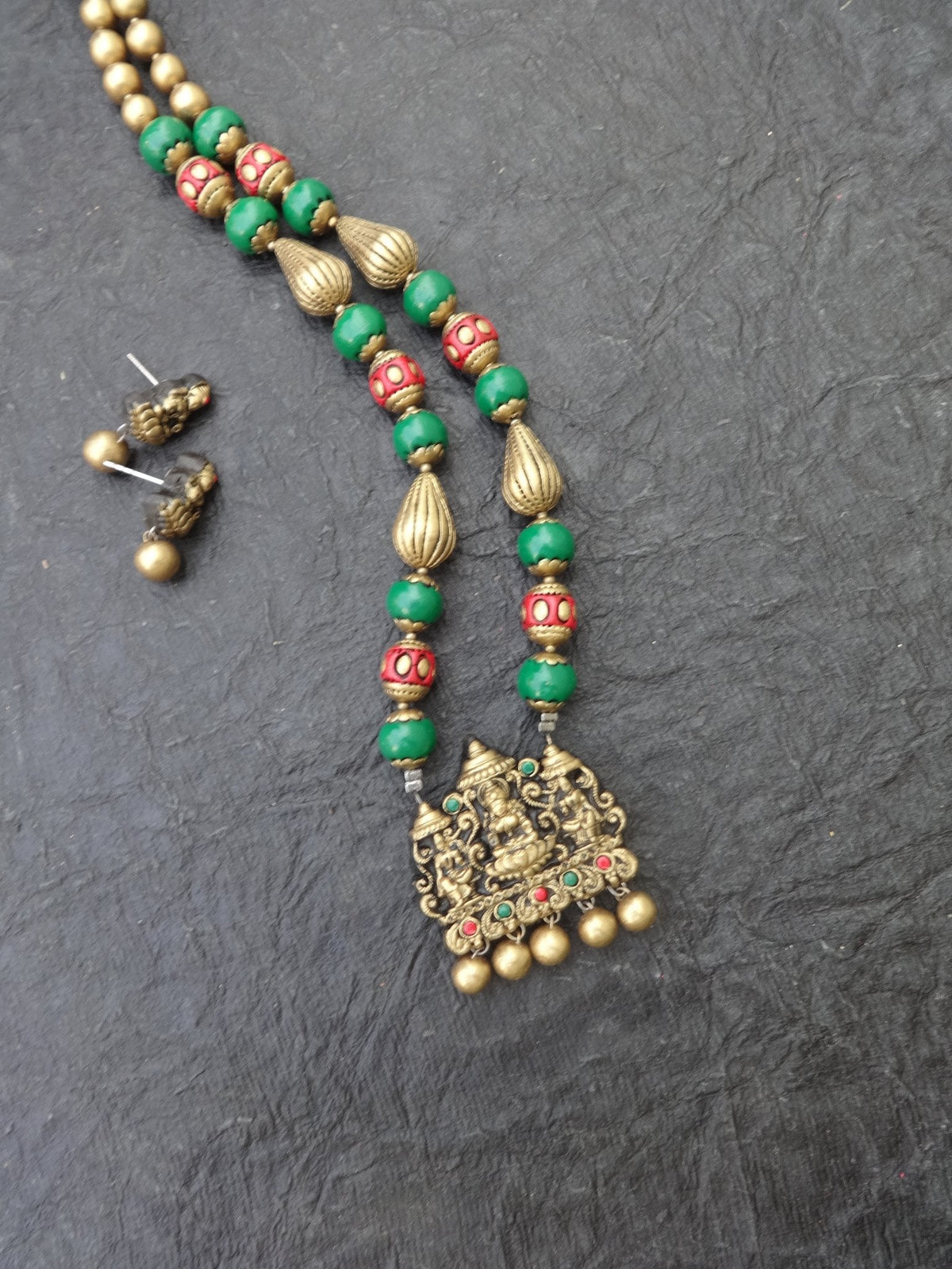Thilaga Multi Color Terracotta Necklace Set - View 2