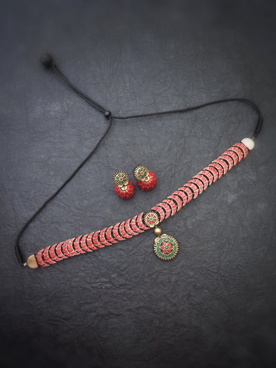 Valli Red & Green Terracotta Choker Set