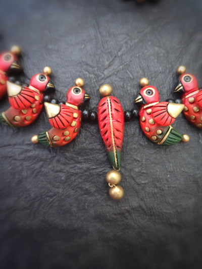 Vanitha Red & Gold Terracotta Choker Set - View 2