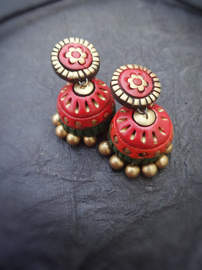 Vanitha Red & Gold Terracotta Choker Set - View 3