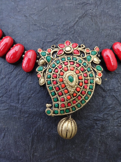 Vennila Multi Color Terracotta Necklace Set