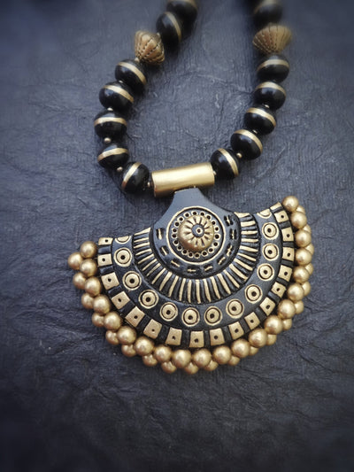 Yamuna Antique Gold Terracotta Choker Set - View 3