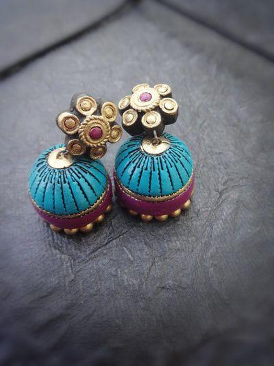 Indus Terracotta Bhavani — Teal & Gold Necklace Set