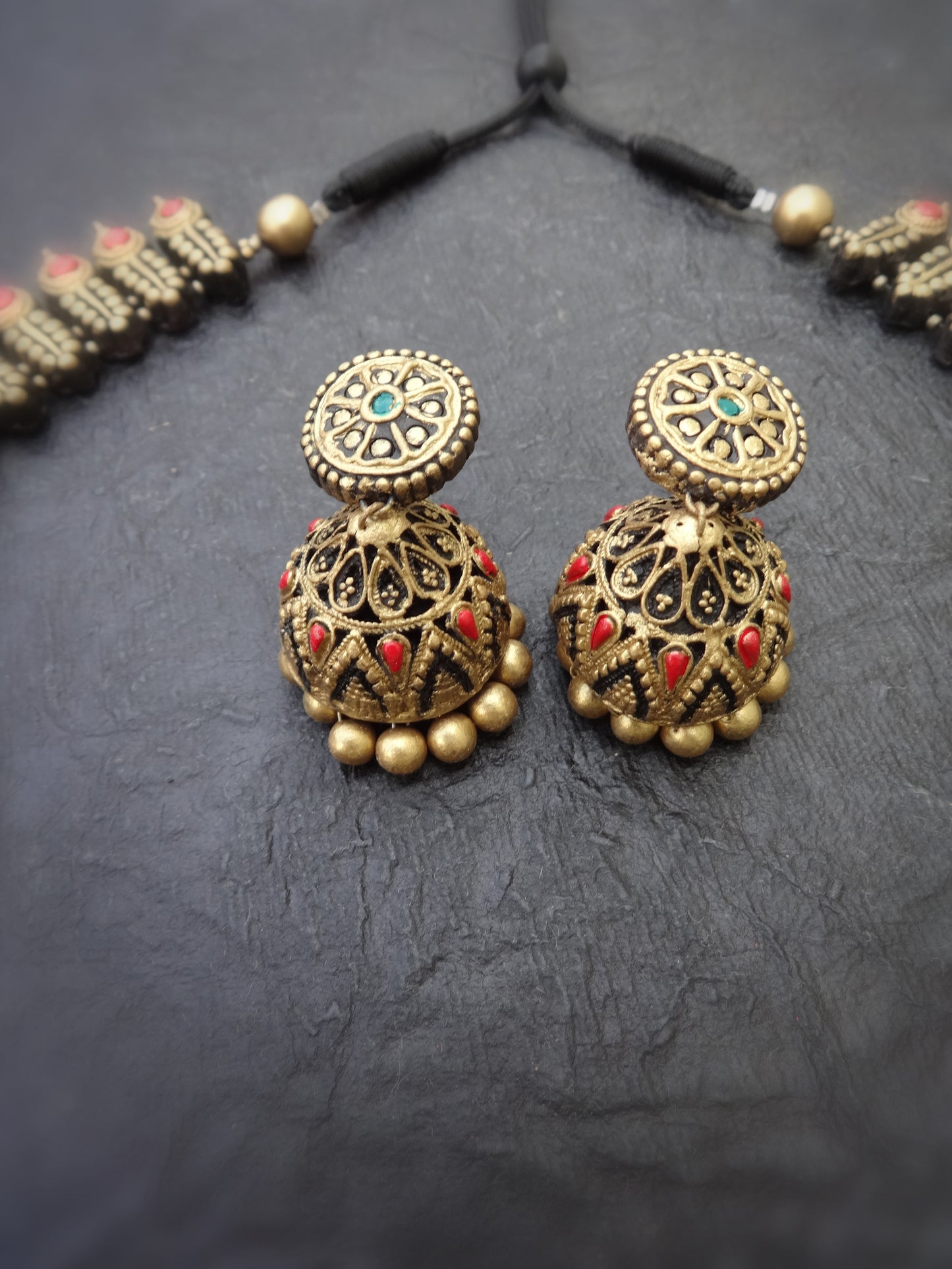 Indus Terracotta mangal— red & Gold Necklace Set