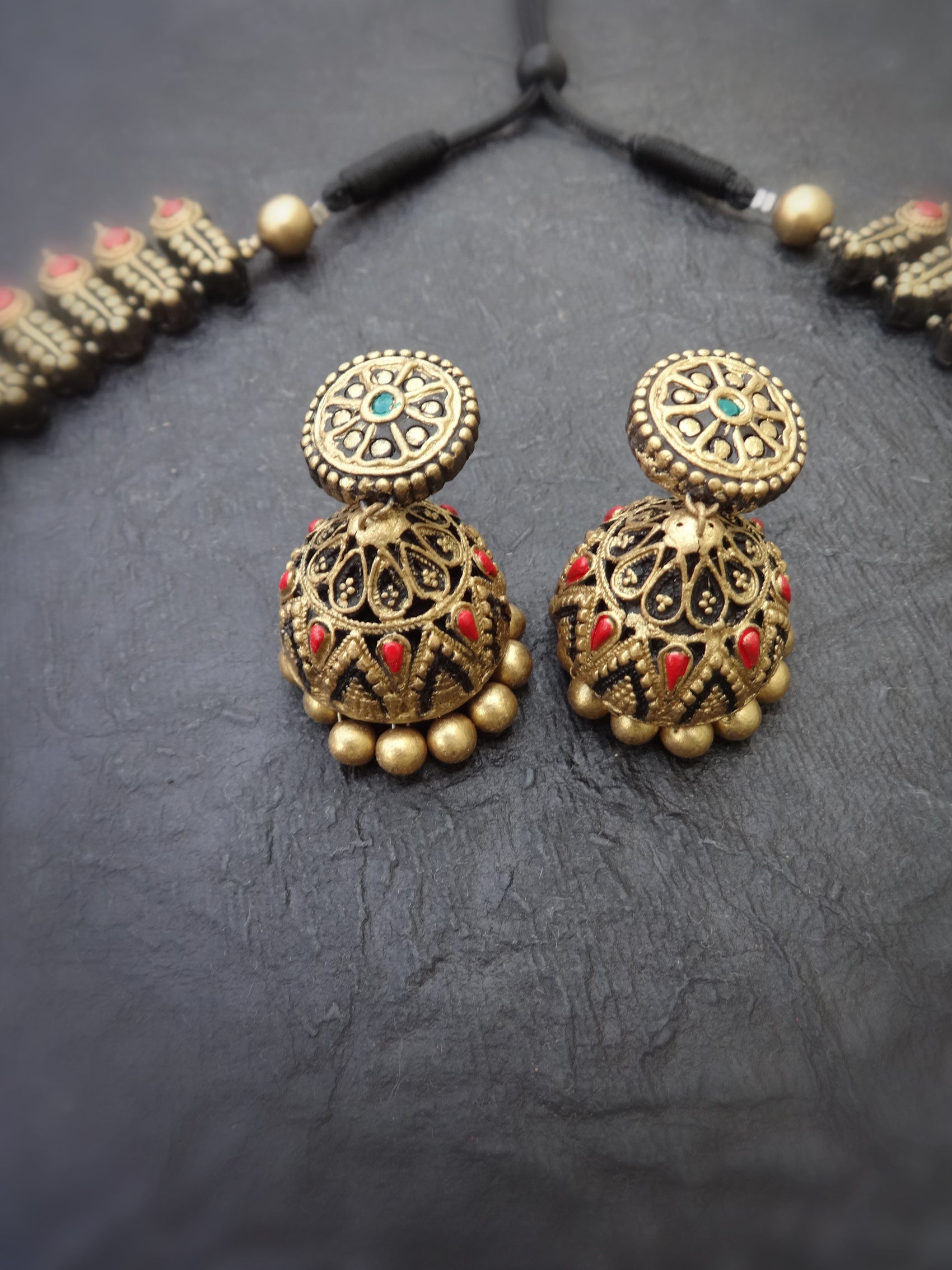 Indus Terracotta mangal— red & Gold Necklace Set