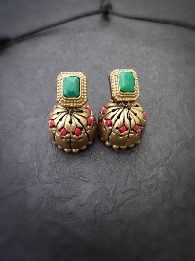 Indus Terracotta Bhoomika — Pink & Gold Necklace Set