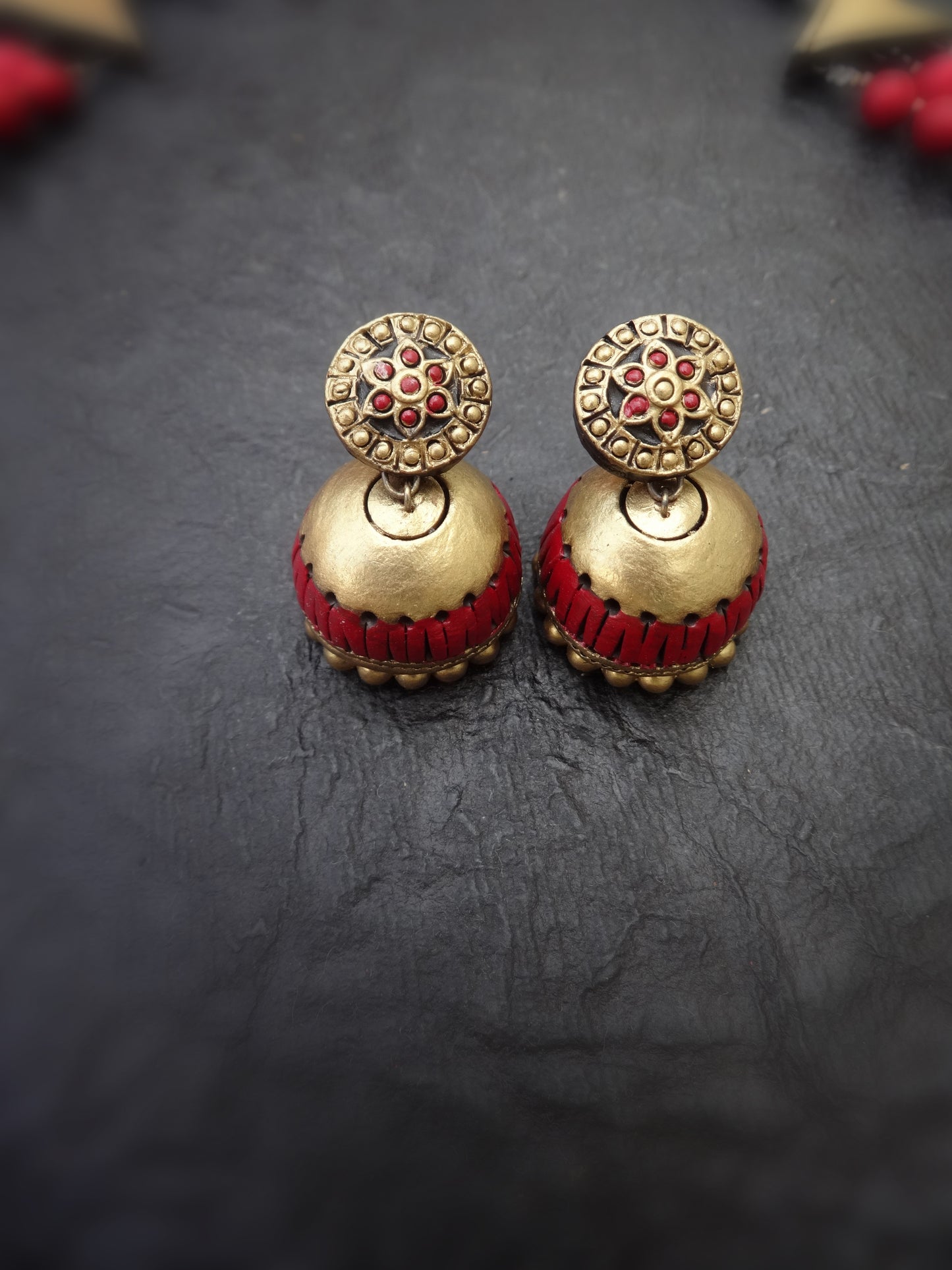 Indus Terracotta semmalar— red & Gold Necklace Set