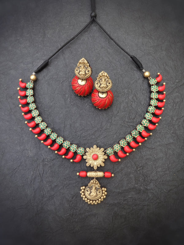 Indus Terracotta Chithira — Multi Color Necklace Set