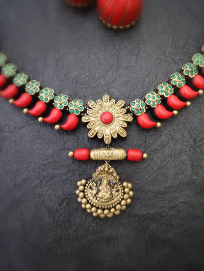 Indus Terracotta Chithira — Multi Color Necklace Set