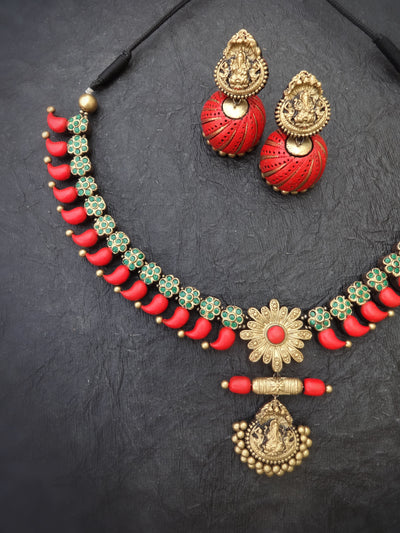 Indus Terracotta Chithira — Multi Color Necklace Set