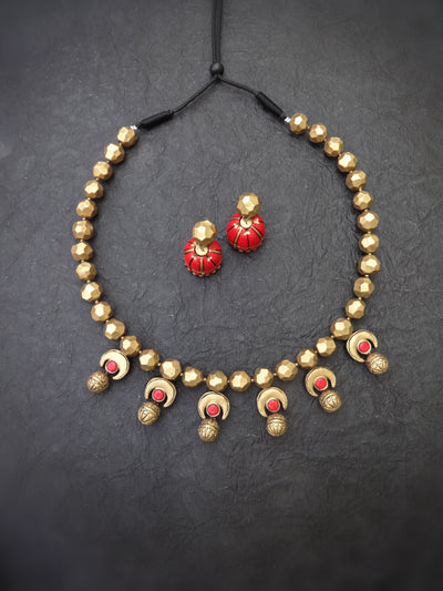 Indus Terracotta Devika — Antique Gold Necklace Set