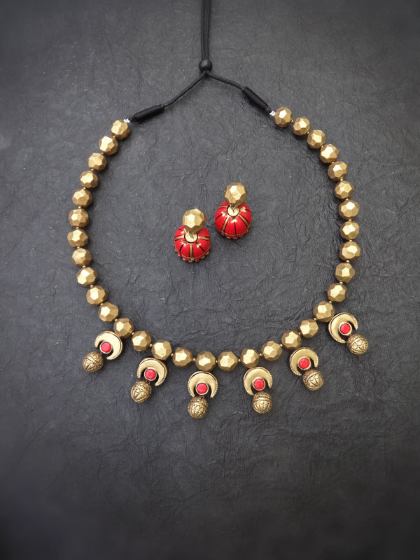 Indus Terracotta Devika — Antique Gold Necklace Set