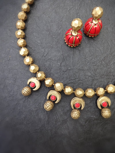 Indus Terracotta Devika — Antique Gold Necklace Set
