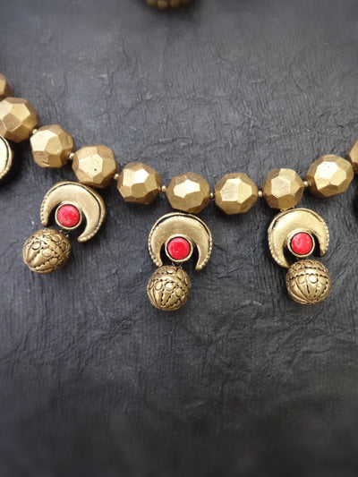 Indus Terracotta Devika — Antique Gold Necklace Set