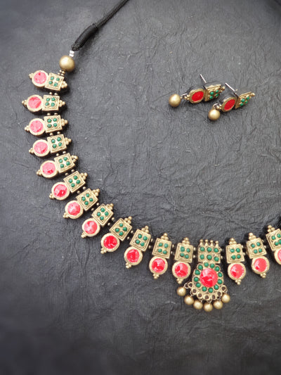 Indus Terracotta Gayathri — Multi Color Necklace Set
