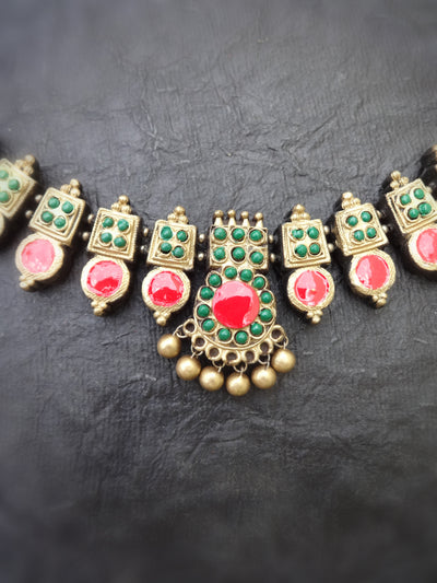 Indus Terracotta Gayathri — Multi Color Necklace Set