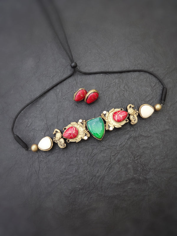 Indus Terracotta Abinaya — Multi Color Necklace Set
