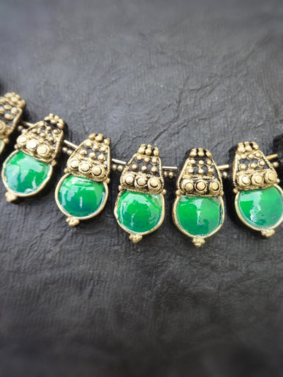 Indus Terracotta Isai — Green & Gold Necklace Set