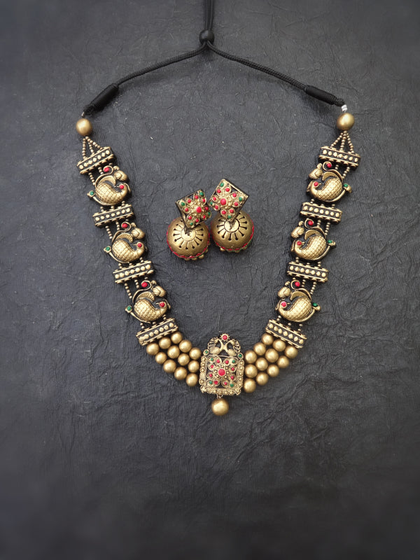 Indus Terracotta Mohana — Antique Gold Necklace Set