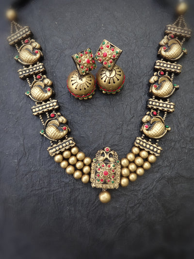 Indus Terracotta Mohana — Antique Gold Necklace Set