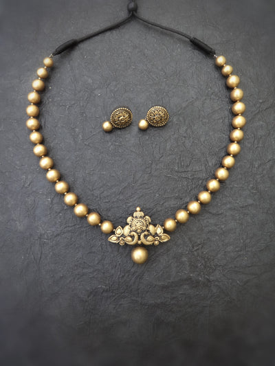 Indus Terracotta Oleli — Antique Gold Necklace Set