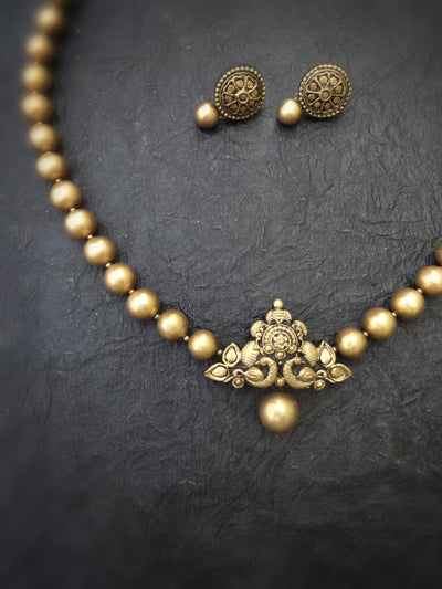 Indus Terracotta Oleli — Antique Gold Necklace Set