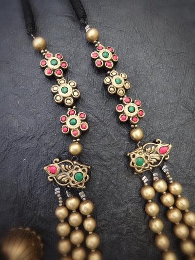 Indus Terracotta Pushpa — Multi Color Necklace Set