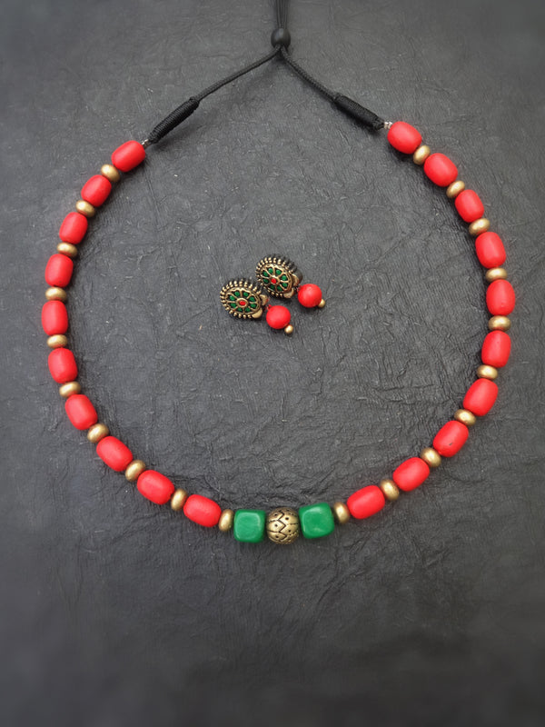 Indus Terracotta Shalini — Pink & Gold Choker Set