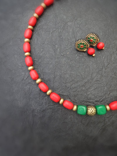 Indus Terracotta Shalini — Pink & Gold Choker Set