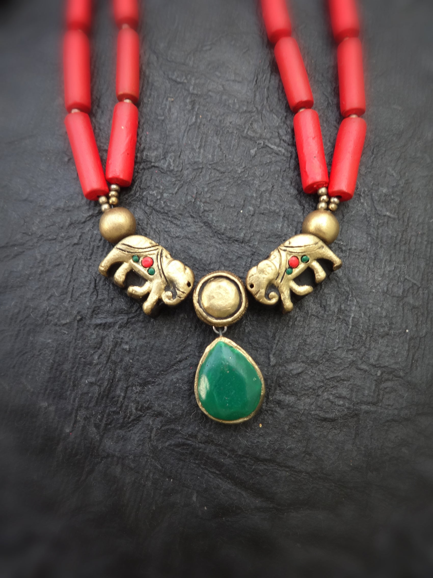 Indus Terracotta Aksha — red & Gold Necklace Set