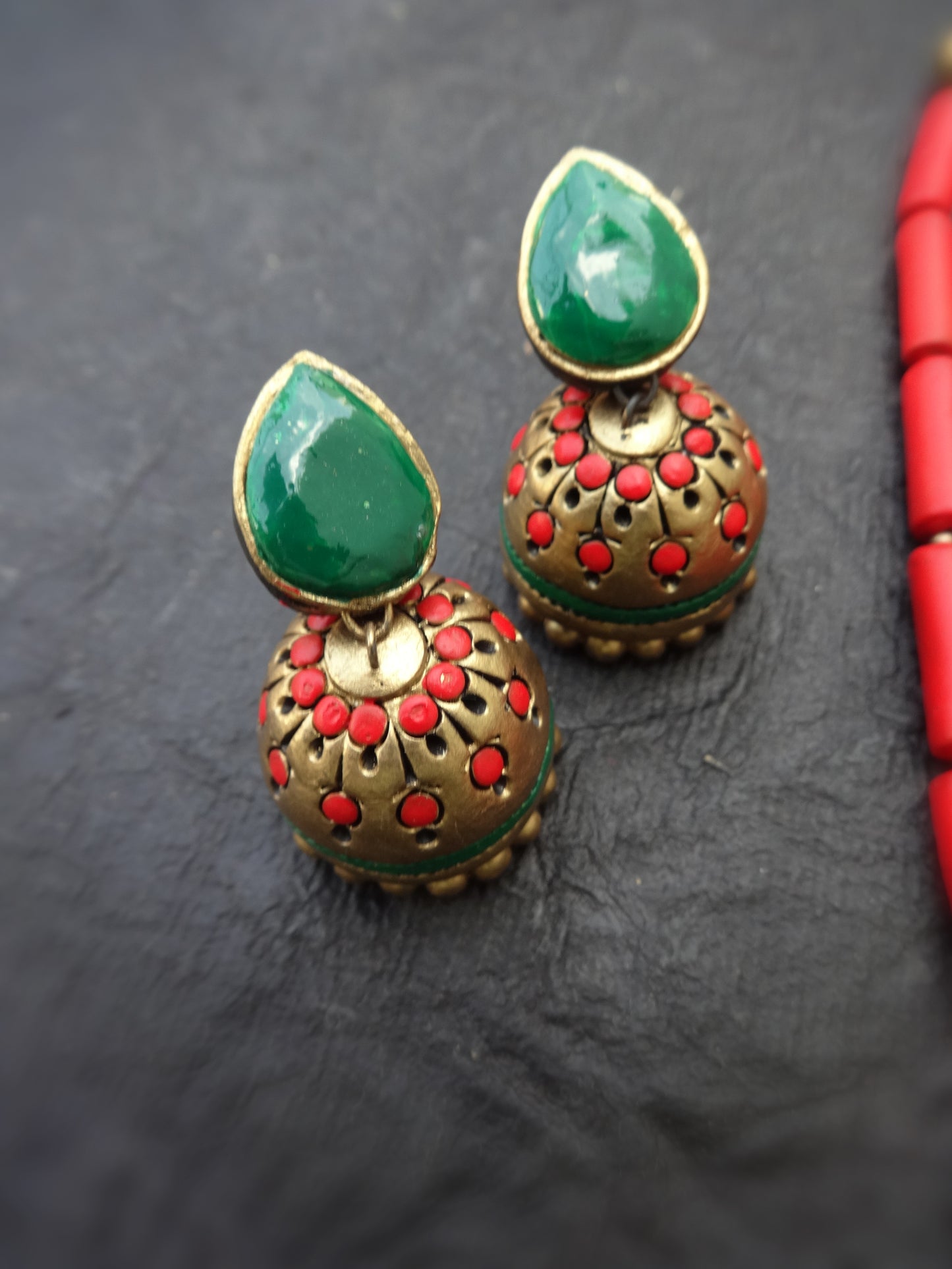 Indus Terracotta Aksha — red & Gold Necklace Set