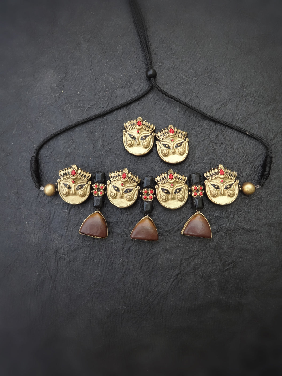 Indus Terracotta Urmila — Antique Gold Necklace Set