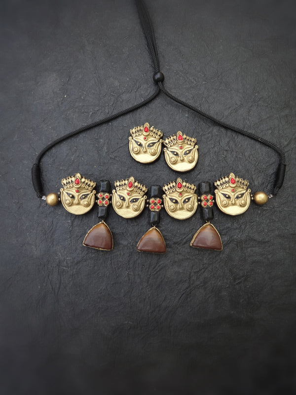 Indus Terracotta Urmila — Antique Gold Necklace Set