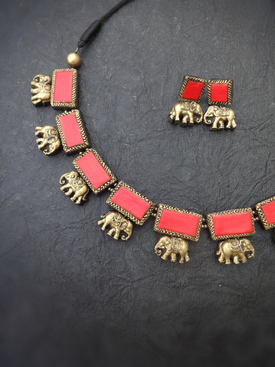 Indus Terracotta Swarna — Pink & Gold Necklace Set