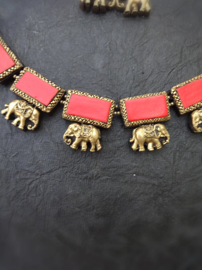 Indus Terracotta Swarna — Pink & Gold Necklace Set