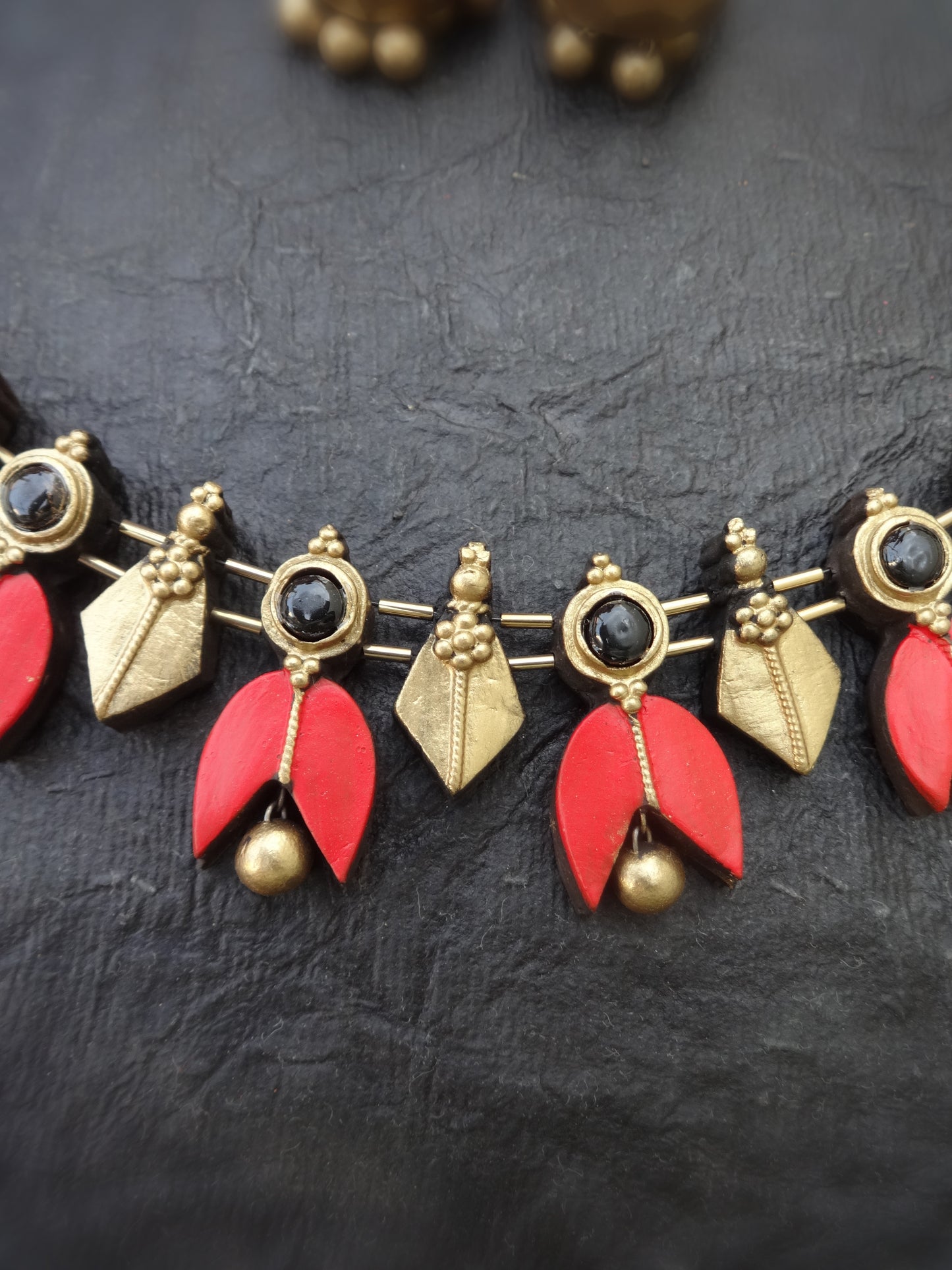 Indus Terracotta Nachiyar— red & Gold Necklace Set