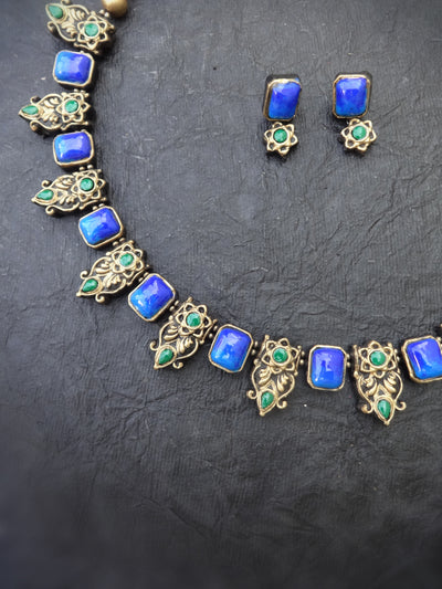 Indus Terracotta Akshaya — Blue & Gold Choker Set