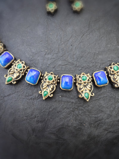 Indus Terracotta Akshaya — Blue & Gold Choker Set