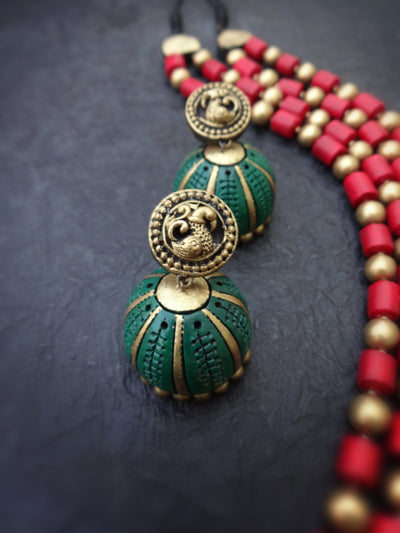 Indus Terracotta Girija — Pink & Gold Necklace Set
