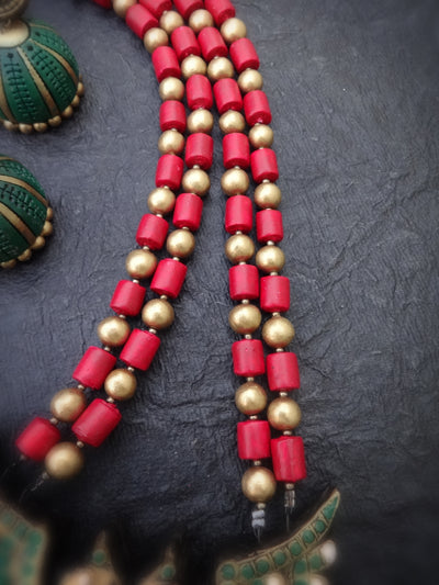 Indus Terracotta Girija — Pink & Gold Necklace Set