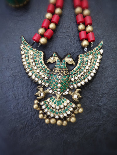 Indus Terracotta Girija — Pink & Gold Necklace Set
