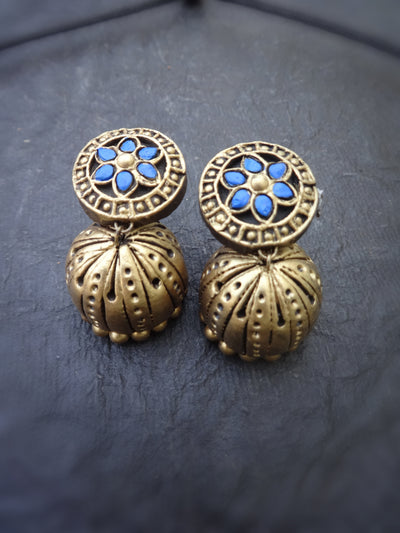 Indus Terracotta Ilamathi — Blue & Gold Necklace Set