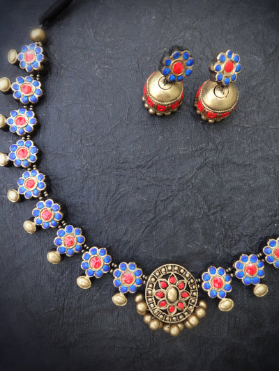 Indus Terracotta Latha — Red & Gold Necklace Set