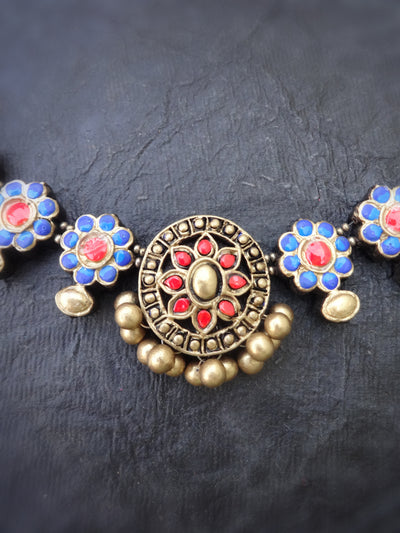 Indus Terracotta Latha — Red & Gold Necklace Set