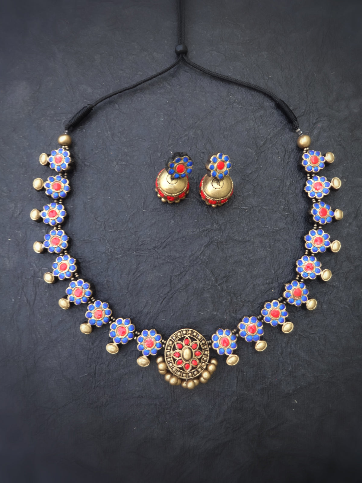 Indus Terracotta Latha — Red & Gold Necklace Set
