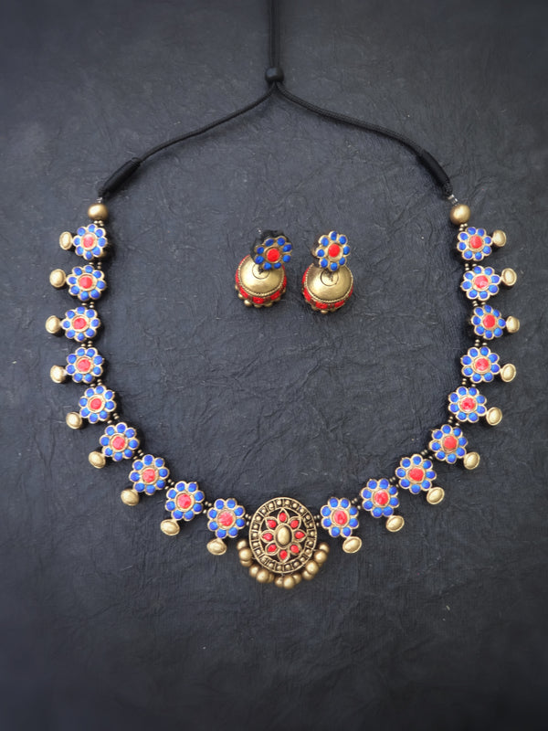 Indus Terracotta Latha — Red & Gold Necklace Set