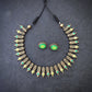 Teal and gold terracotta necklace set with matching earrings