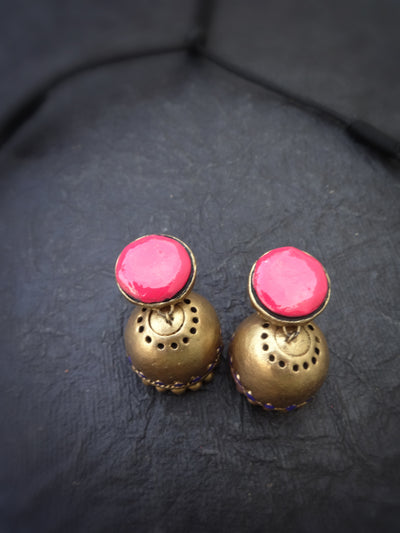 Indus Terracotta Selvamani — Pink & Gold Necklace Set